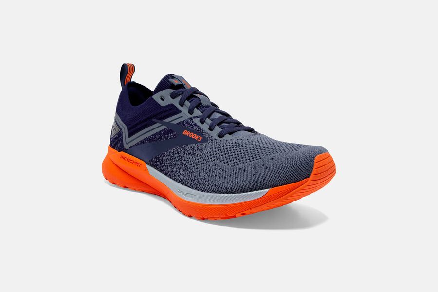 Brooks Running Shoes Mens Grey/Orange - Ricochet 3 Road - 2305-DNVFE